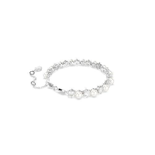 Swarovski Matrix Tennis bracelet, Crystal pearl, Round cut, clear, Rhodium finish4