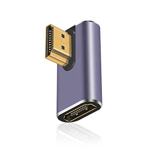 Maxhood HDMI 2.1 90 Degree Adapter, 8K HDMI 90 Degree Adapter, 48Gbps Ultra HD Right Angle HDMI Adaptor Connector Supports 8K@60Hz 4K@120Hz 1080P HDMI Port for Laptop,DVD,TV, Monitors, PS5, (1pcs)