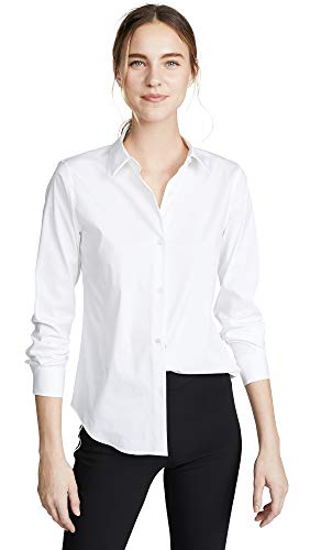 Theory Women's Classic Long Sleeve Tenia Buttondown Blouse, White, X-Large