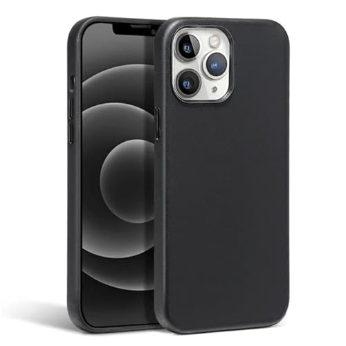 Étui pour iPhone 15 Pro Max magnétique en cuir noir au quotidien