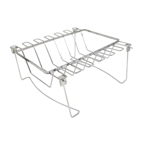 LOVIVER Parrilla Rectangular para Costillas 3 en 1 de Acero Inoxidable para La Parrilla O Barbacoa