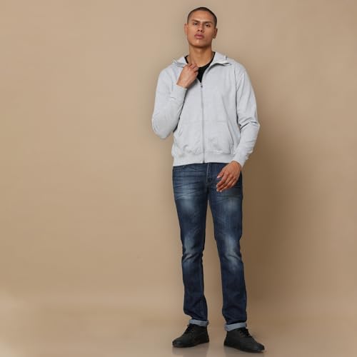 Image of REPUBLIC Cotton Fleece Regular Fit Hooded Sweatshirt Full Sleeves Solid Jumper Sweatshirt for Men