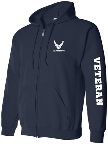 zerogravitee Air Force Veteran White Sleeve Print Full-Zip Hooded Sweatshirt - Main Image