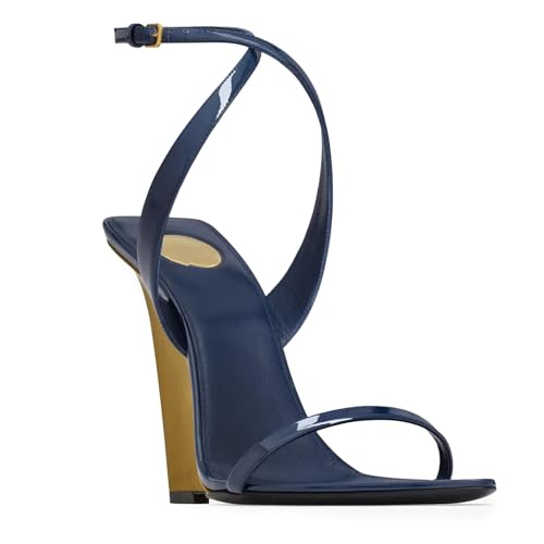 Slip On Wedge Pointed Open Toe Heels Sandals for Women Sexy Ankle Strappy Buckle Wedding Dress Shoes