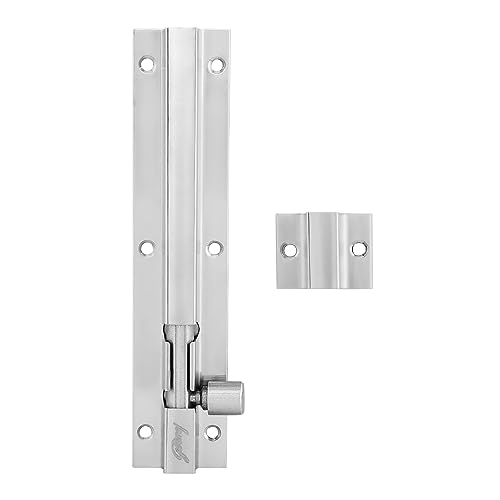 Image of Godrej Door Fittings | Stainless Steel Tower Bolt | Ideal for Left & Right Handed, Inside & Outside Opening Doors | Satin Finish | Pack of 4 | 10 Year Warranty