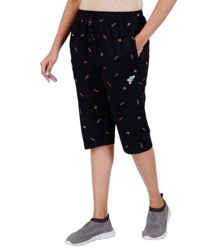 Image of FEEL TRACK Women Cotton Regular Fit Printed Capri (Pack of 1)
