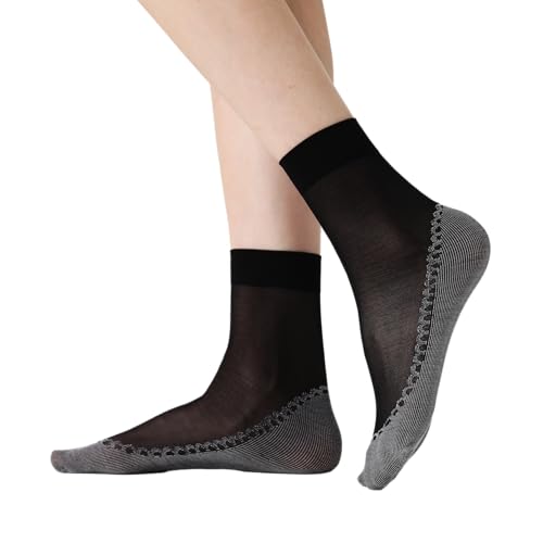 Womens 50D Sheer Ankle Nylon Socks With Cotton Bottom 12 Pairs Ankle Tights Hosiery3