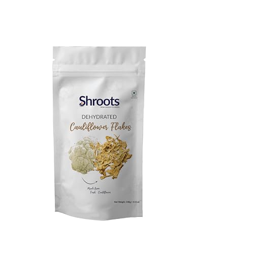SHROOTS Dehydrated Cauliflower Flakes Air Dried Shredded Vegetable Gluten Free