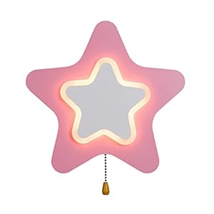 FREEDL Applique da Parete Stella Ragazza Rosa con Interruttore LED Lampada da Parete Interno Camera da Letto 3 Colore Acrilico Luce Notturna per Ragazzo E Ragazza Stanza Vivaio,Rosa