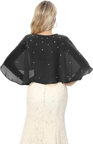 Elegant Chiffon Pearls Shawl Ideal Gift for Women's Cocktail Ball GownsWedding Parties Stylish Cover Up 5