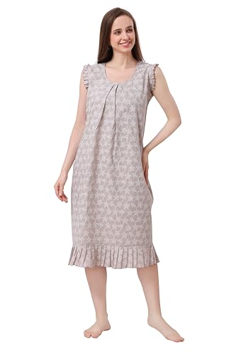 Image of Women's Viscose Blend Comfort Short Nighty with Side Pockets | Soft Printed Short Night Dress for Everyday Wear | Easy to Wear (CS5001)