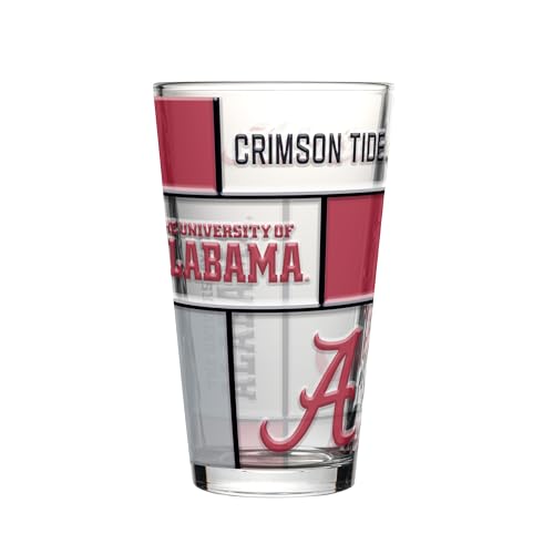 Image of Logo Brands NCAA oz Stained Glass Pint Glass - 3D Embossed Logo & Bold Team Colors - Durable Sports Fan Beer Glass for Home, Bar & Tailgates