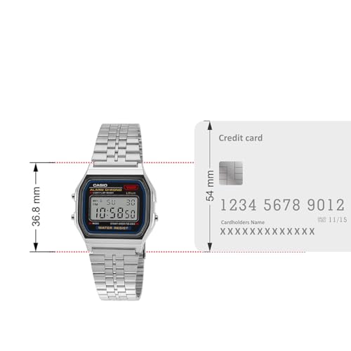 Image of Casio Unisex Vintage A159W-N1DF Black Digital Dial Silver Stainless Steel Band D339