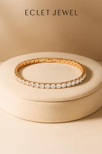 Image of BLACK PEARL Elegant Style Tennis Bracelet with Multicolour Zirconion Stones, Gold and Silver-Toned Bracelet For Women & Girls