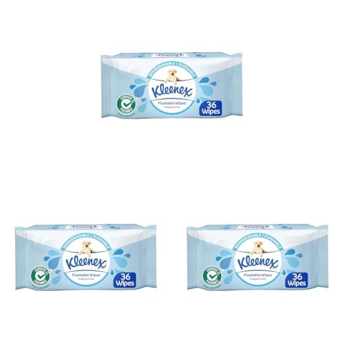 Kleenex Flushable Fresh Fragrance Free 36 Wipes (Pack of 3)