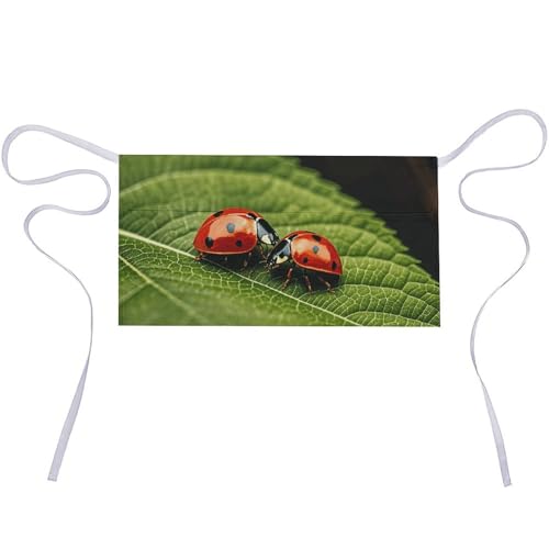 DJUETRUI Leaves And Ladybug Adjustable for Women Men with Pockets Extra Long Lab Apron Butcher Apron Oxford Cloth Cotton Apron for Kitchen Cooking Baking