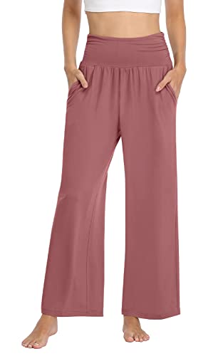Image of TARSE Womens Wide Leg Pants Casual Loose Yoga Sweatpants Comfy Lounge Pajama Flowy Pants Pockets