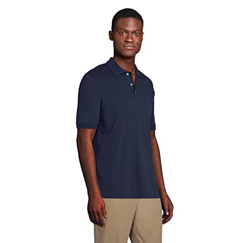 Lands' End School Uniform Men's Short Sleeve Interlock Polo Shirt Large Classic Navy #TOP2