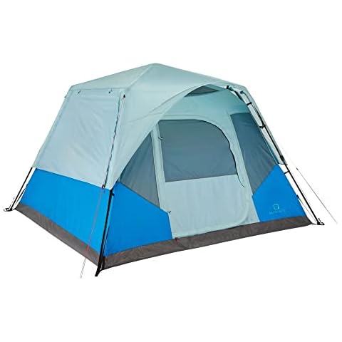 Outbound QuickCamp 6 Person 3 Season Lightweight Cabin Style Tent with a Heavy Duty 600 mm Coated Rainfly, Front Canopy, and Carry Bag, Blue Cover