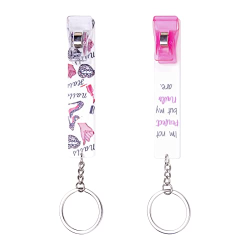 XIANGXING 【Newest Upgraded】 2PCS Credit Card Puller, Cute Debit Bank Card Grabber for Long Nails ATM Keychain Women with Plastic Clip (White 2 + White 3)
