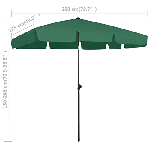 Parasol rectangulaire vert 200x125 cm CLSDRZC pour extérieur et plage