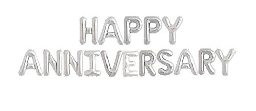 Image of AMFIN Happy Anniversary Letter Foil Balloon /Anniversary Party Decoration Items (16 Letters) - Silver