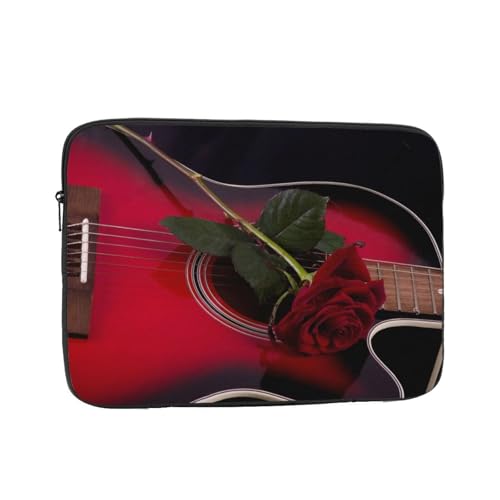 対応 赤いバラと赤いギター 13 Inch Pcケース Pc収納カバン Pcケース ノートパソコン タブレットpc 防水 軽量パソコンバッグ