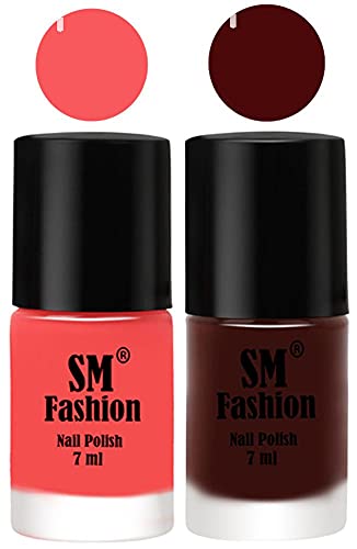 Image of Long Lasting Nail Polish | Nail Paint Combo 7 ml Each) - Set of 2 Light Pink-Wine
