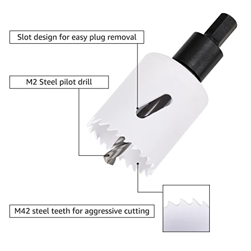 Amazon Basics 7-Piece Bi-Metal General Purpose Hole Saw Kit With Carrying Case, 7/8" To 1-1/2” #TOP2