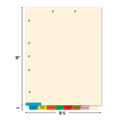 Doctor Stuff - Stock Medical Chart Dividers, 40 Sets Of 8 Popular Healthcare Index Tabs, Bottom Tab, 8-1/2" X 11-3/8", Tabbies 54500, File Folder Organizer For Nursing Patient Charts & Medical Records #TOP4