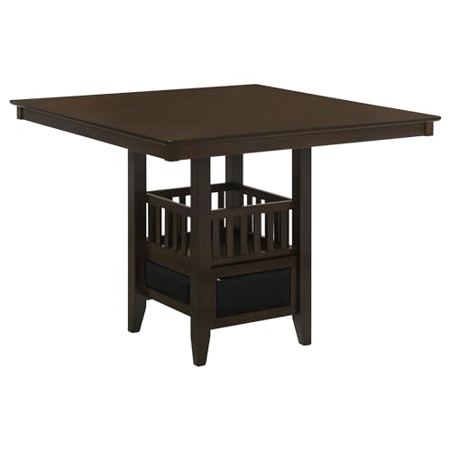 Coaster Home Furnishings - Jaden - Engineered Wood - Square Counter Height Dining Table - Transitional Style, Slatted Base, Wine Glass Holder - Dining Room - 47-Inch - Espresso - 100958