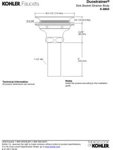 Cuerpo Duostrainer Kohler K-8804-CP 3-1/2" - 4" Cromo Pulido miniatura 2
