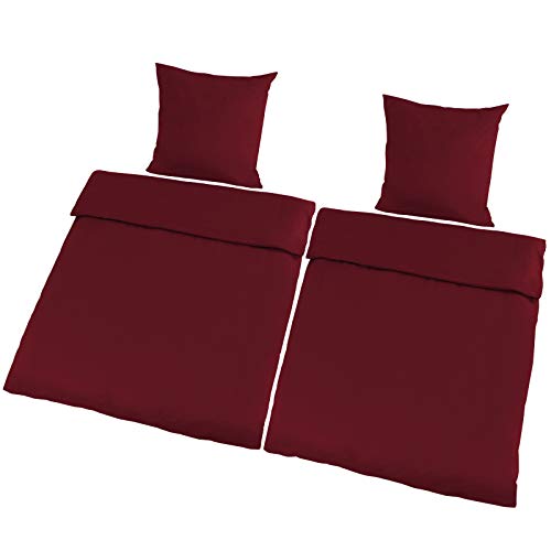 BB Sport Mikrofaser Bettwäsche Garnitur 2-, 3-, oder 4-teilig - weich, strapazierfähig und pflegeleicht - 135x200 oder 200x200 cm, Farbe:Bordeaux, Größe:4-teilig 135 x 200 cm