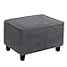 Housse Tabouret Carré Extensible,Housse Repose-Pied Rectangulaire en Renard Argenté,Housse Pouf carré Elastique pour Protection Meuble de Salon (Gris)