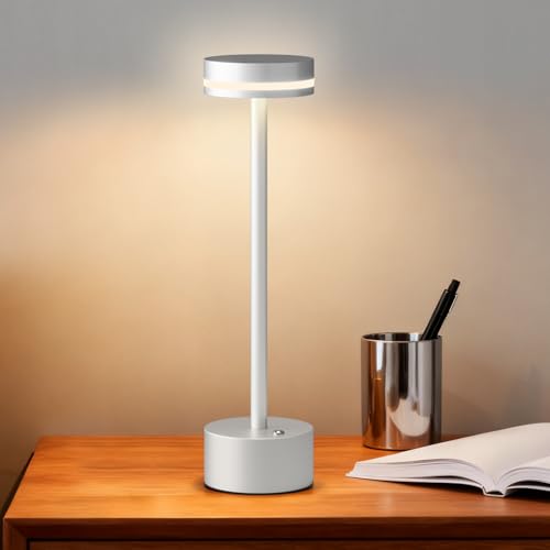 FUNTAPHANTA Modern Cordless Table Lamp Rechargeable, Aluminum Touch Lamp & 4000mAh Battery Operated, 3000K LED Table Lamps for Home Decor, Dining, Reading, Desk, Bedroom, Gift
