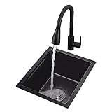 Küchenstudio Unterbauspüle schwarz Küche Bar Spüle mit Abdeckung 28x42x21,5cm perfekt für Obst & Gemüse Langlebig Stilvolles Design für moderne Küchen