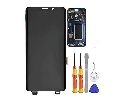 LCD Display Touch Screen Digitizer Assembly with Frame for Galaxy S9+ S9 Plus G965 G965U G965W G9650 SM-G965F SM-G9650/DS SM-G965F/DS 6.1" Blue