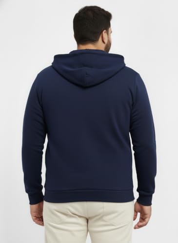 Image of UNSTD Men Solid Maroon Zip-Up Hoodie | Full Sleeve Hooded Sweatshirt with Kangaroo Pockets | Casual Winter Wear for Men
