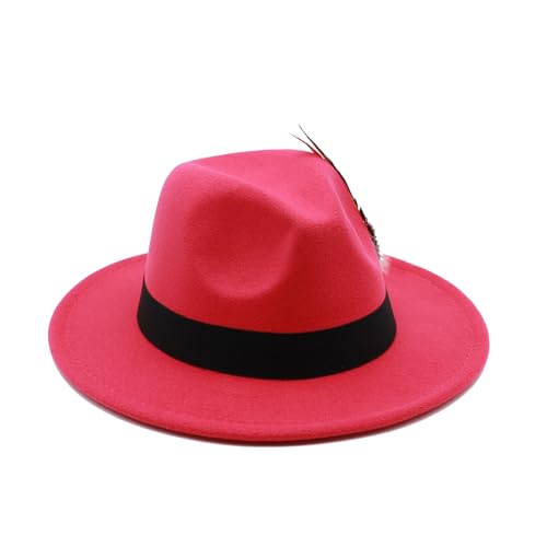Image of Mens Fedora Hats Classic Wide Brim Fedora Hat for Women Men Dress Hats Panama Hat with Band