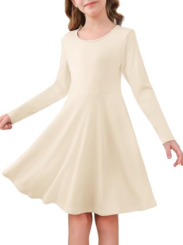 Vestido skater de manga larga para niñas de 5 a 14 años casual y fluido