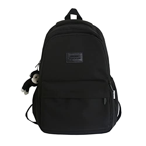 JARKJARD Aesthetic Backpack Cute Backpack for School College Backpack Large Capacity Bookbags for Girls Women Students Casual Travel Daypacks Solid Color(Black)