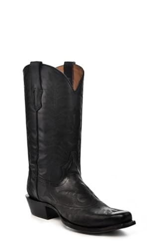 CORRAL MEN'S BLACK EMBROIDERY NARROW SQ. TOE, LEATHER SOLE, COWHIDE LEATHER, WESTERN BOOTS, A4545