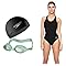 Kit Natação Speedo Maiô Cross + Óculos Splashy Antiembaçante + Touca Flat Silicone (BR, Alfa, XXG, Regular, Verde)