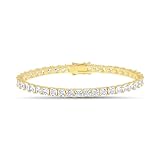 Mia Sarine 19 Cttw Princess Cut Cubic Zirconia Tennis Bracelet for Women 18K Yellow Gold Plated Brass