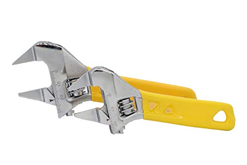 Image of Extra Slim Jaw 4-Inch Adjustable Wrench, Silver, High Carbon Steel