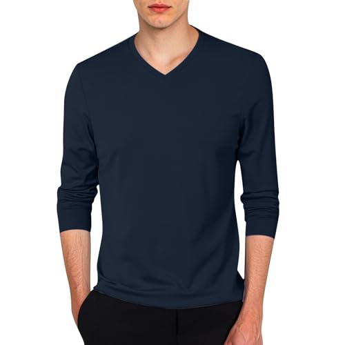 Pull à col en V pour Hommes Pull décontracté à Manches Longues en Maille Fine Haut Doux et Chaud S-XXL n7