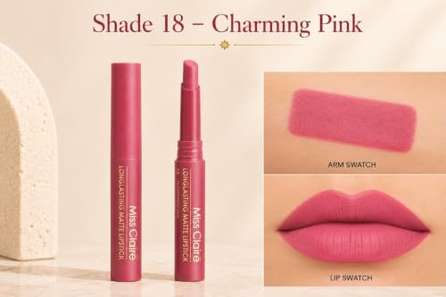 Image of Miss Claire Longlasting Matte Lipstick, Charming pink 18, 2 g (18)