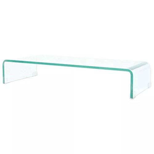 Tidyard Mesa para TV Mueble TV Salón Soporte de TV Elevador de Monitor LCD Mesa Televisión Mueble Comedor Televisor Bajo Vidrio Templado Cristal Claro 70x30x13cm