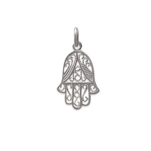 Pendentif Main de Fatma en Argent 925 Rhodié Tata Gisèle de 23 x 15 mm