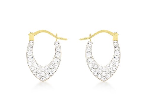Boucles d'oreilles or jaune 9k créoles V Crystalique Carissima de prestige pour femme